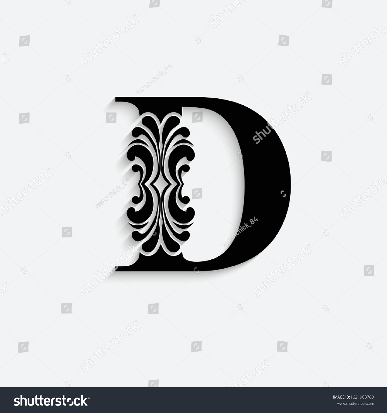 Letter D Vintage Black Flower Ornament Stock Vector (Royalty Free ...