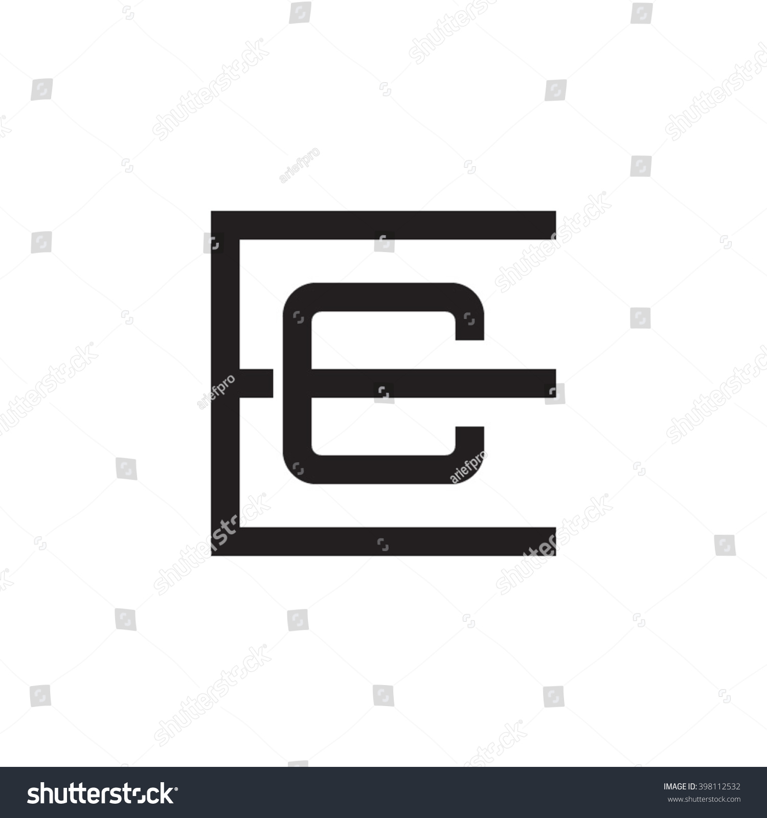 Letter E C Monogram Square Shape Stock Vector (Royalty Free) 398112532 ...