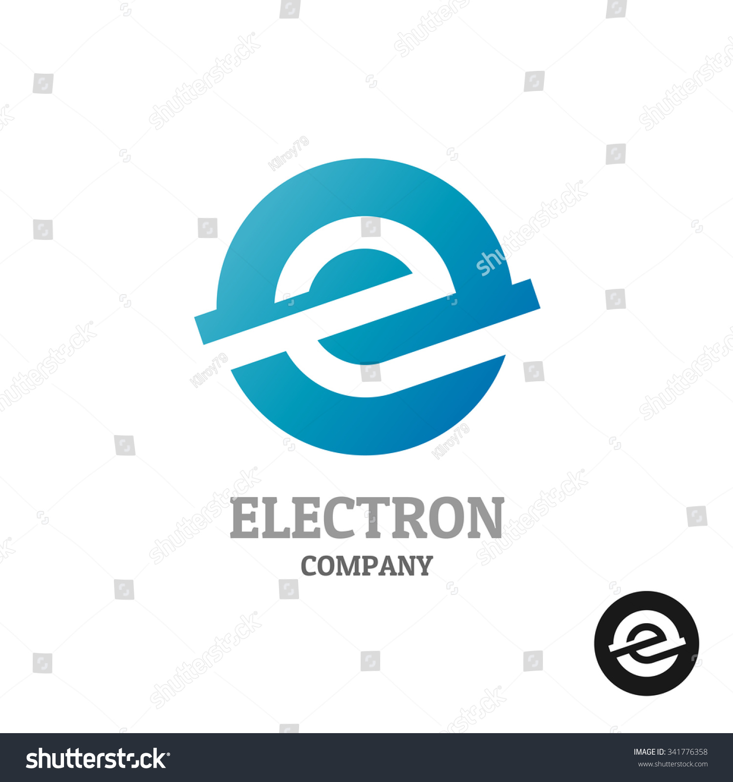 Letter E logo.Industrial tech style in a blue round sphere concept.
