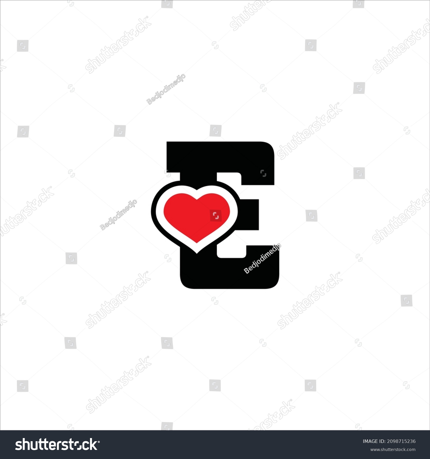 Letter E Logo Vector Heart Template Stock Vector (Royalty Free ...