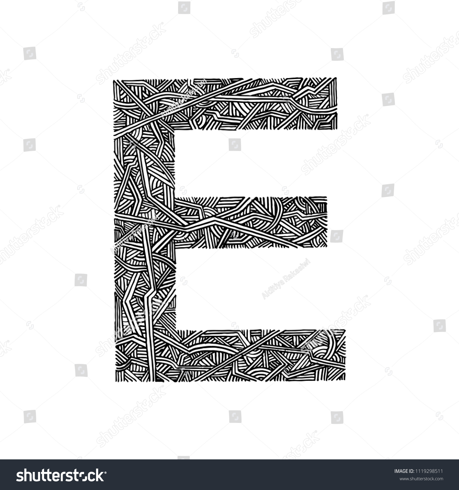 Letter E Typography Hand Drawn Illustration Stock Vector (Royalty Free ...