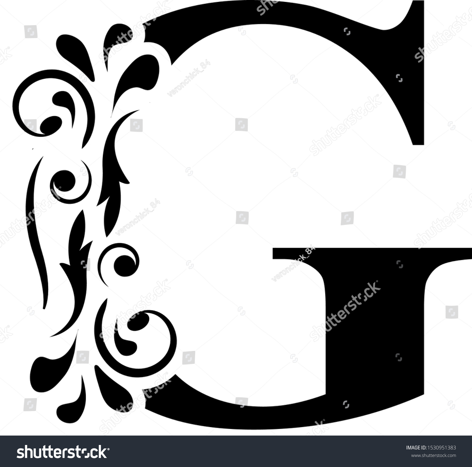 Letter G Black Flower Letters Alphabet Stock Vector (Royalty Free ...