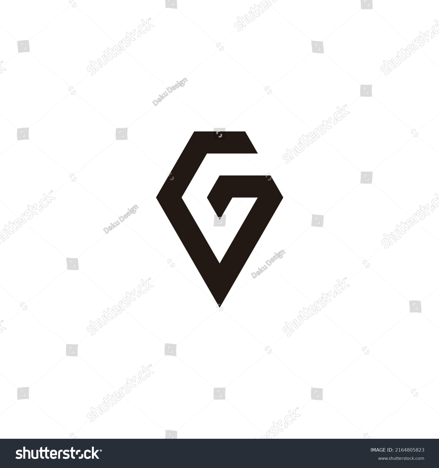 Letter G Diamond Outline Geometric Symbol Stock Vector (Royalty Free ...