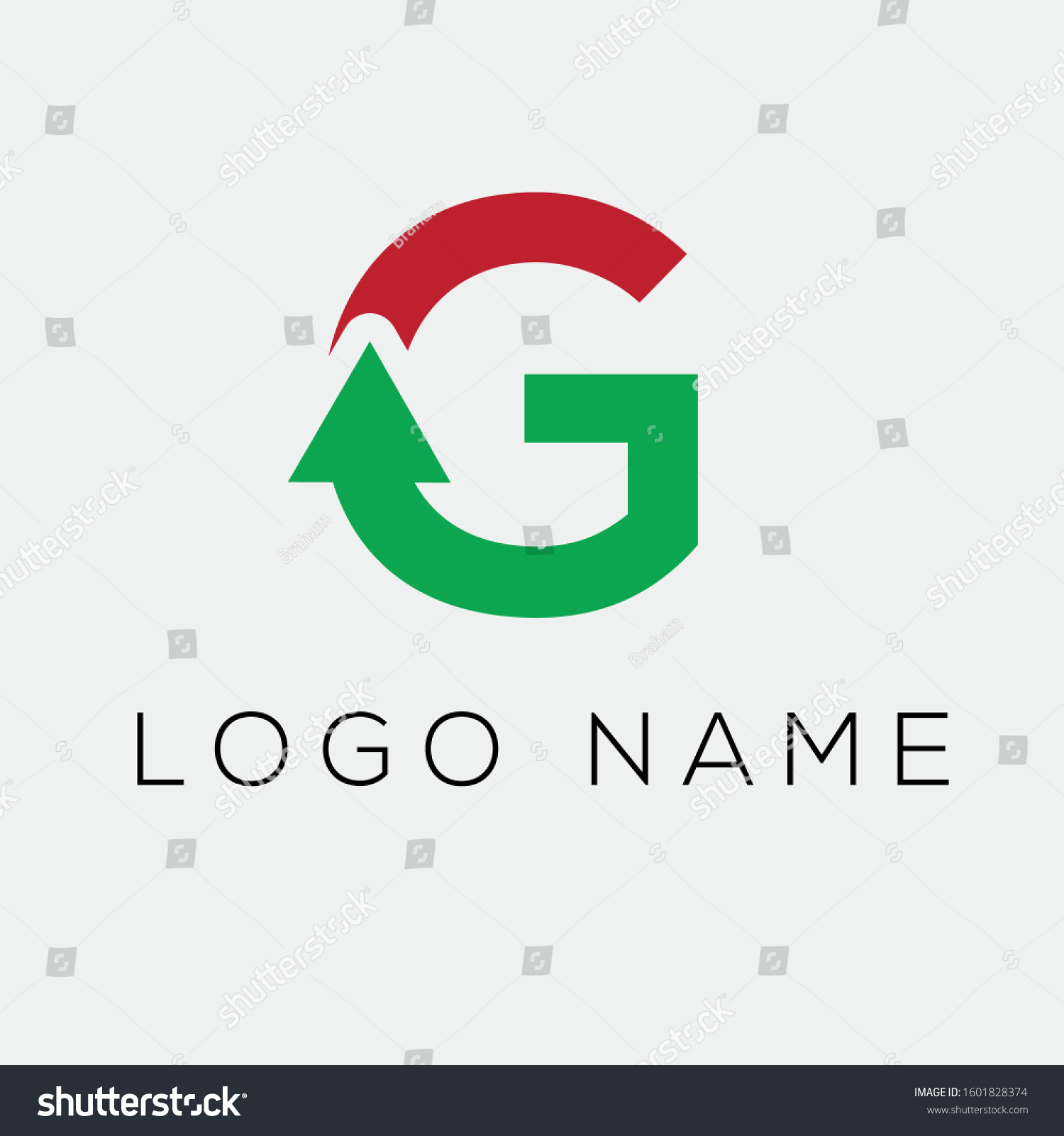Letter G Modern Green Red Logo Stock Vector Royalty Free