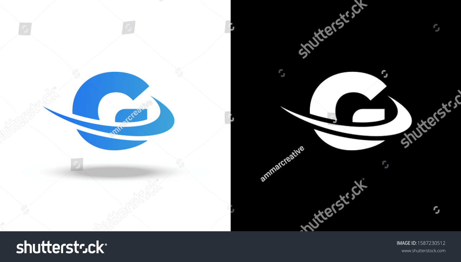 Letter G Swoosh Blue Logo Stock Vector (Royalty Free) 1587230512 ...