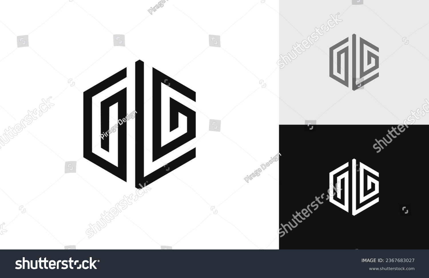 SVG of Letter GLG hexagon logo design svg