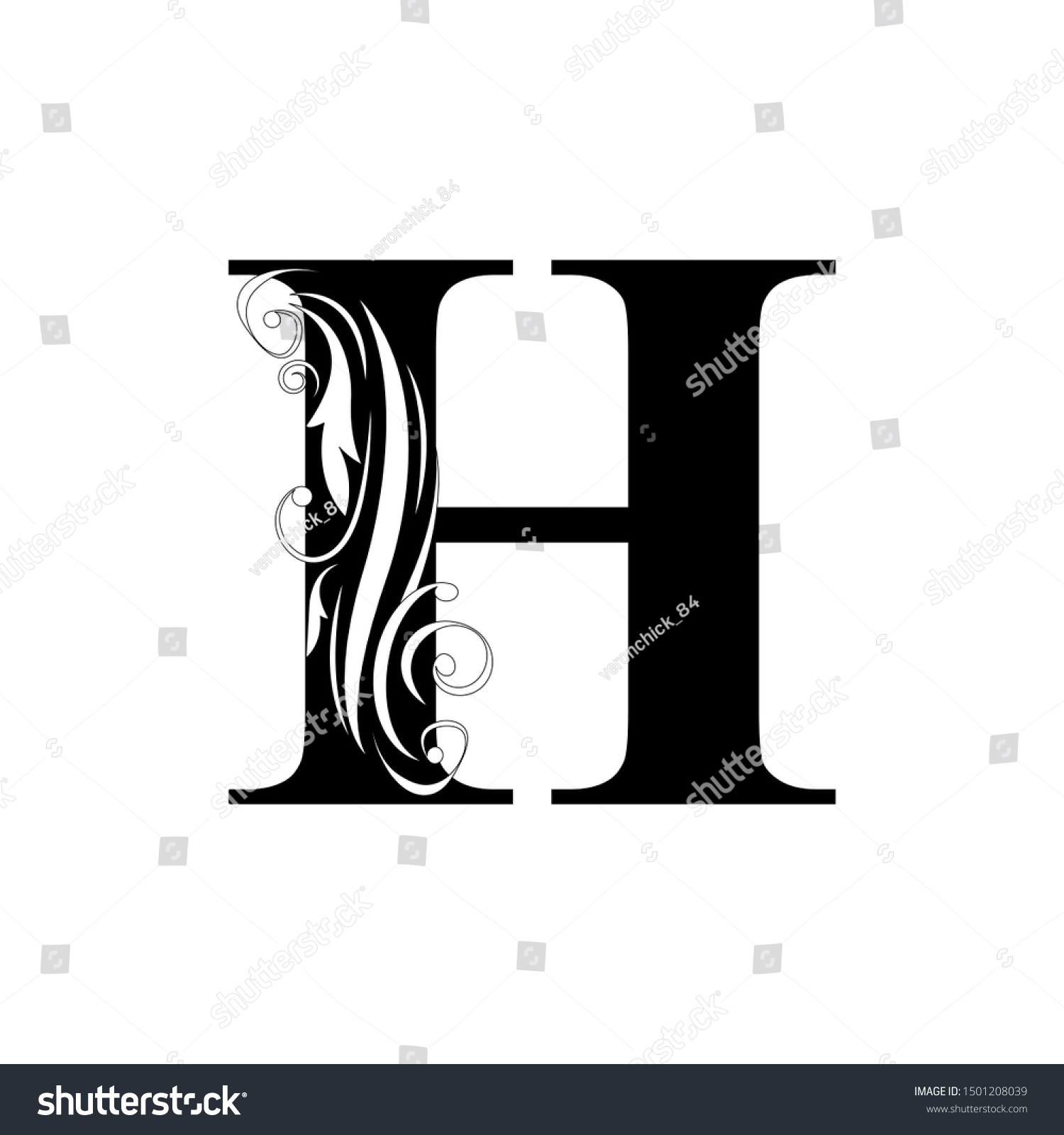 Letter H Black Flower Letters Alphabet Stock Vector (Royalty Free ...