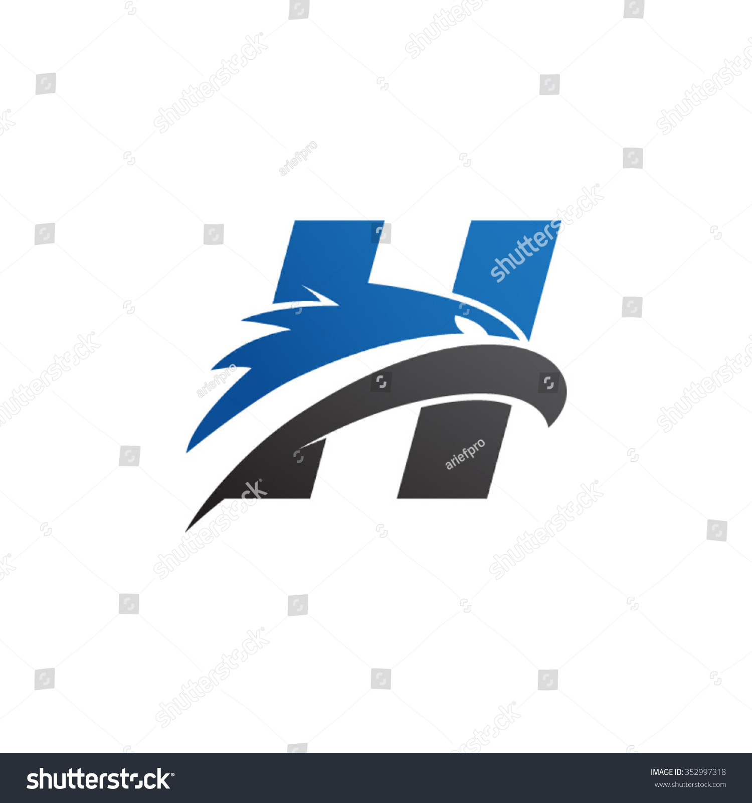 Letter H Eagle Head Logo Blue Stock Vector 352997318 - Shutterstock