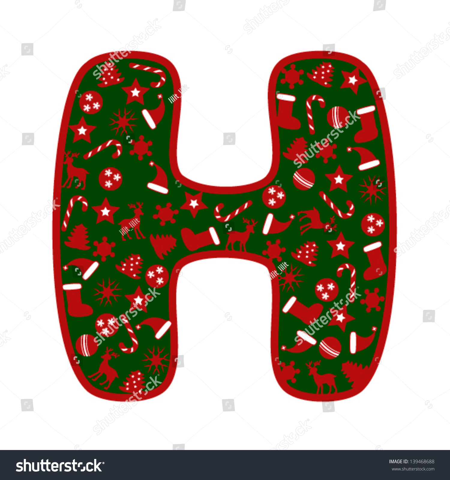 letter-h-with-christmas-symbols-stock-vector-illustration-139468688