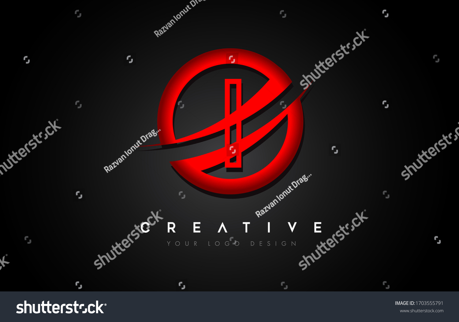 Letter Logo Red Circle Swoosh Design Stock Vector (Royalty Free ...