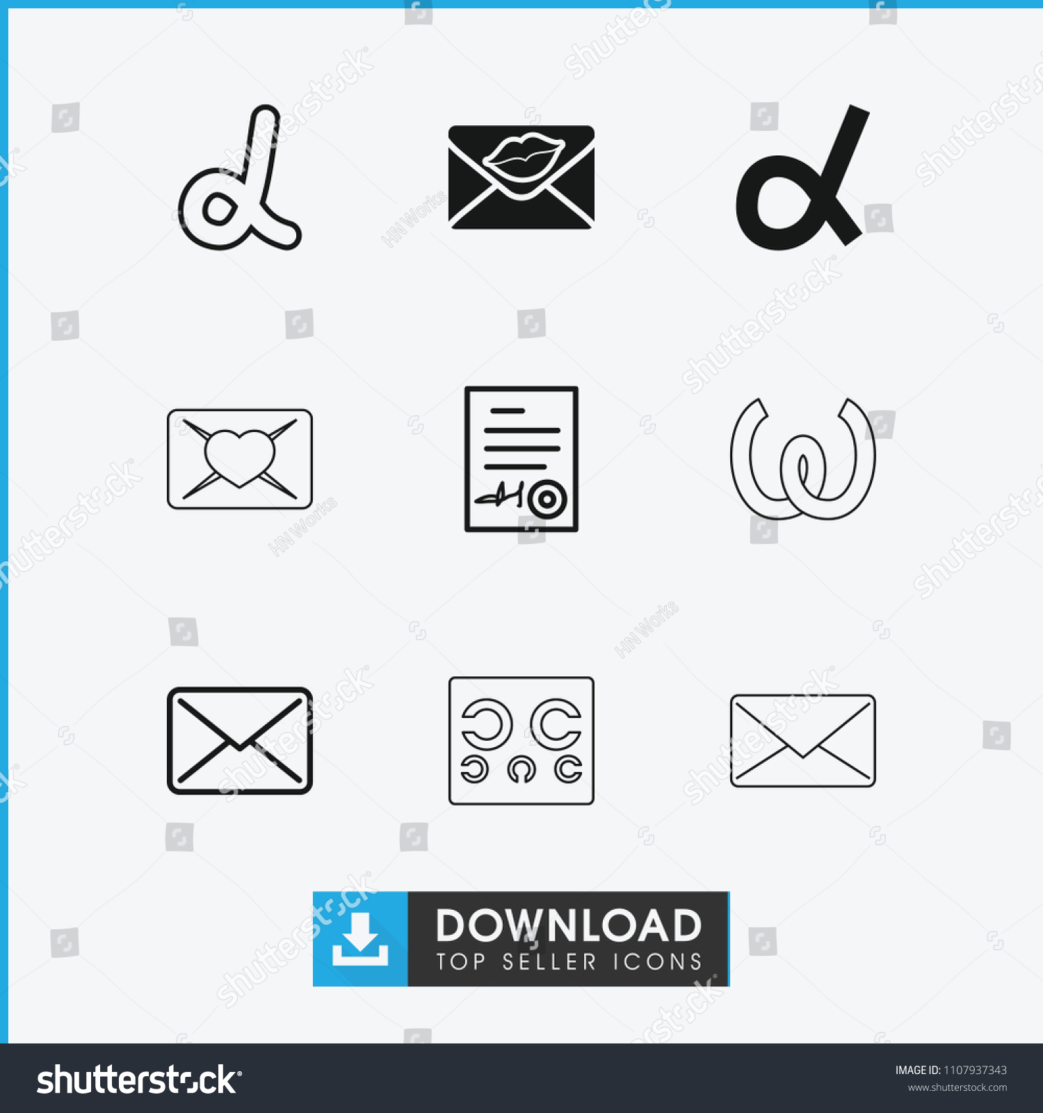 Letter Icon Collection 9 Letter Filled Stock Vector Royalty Free