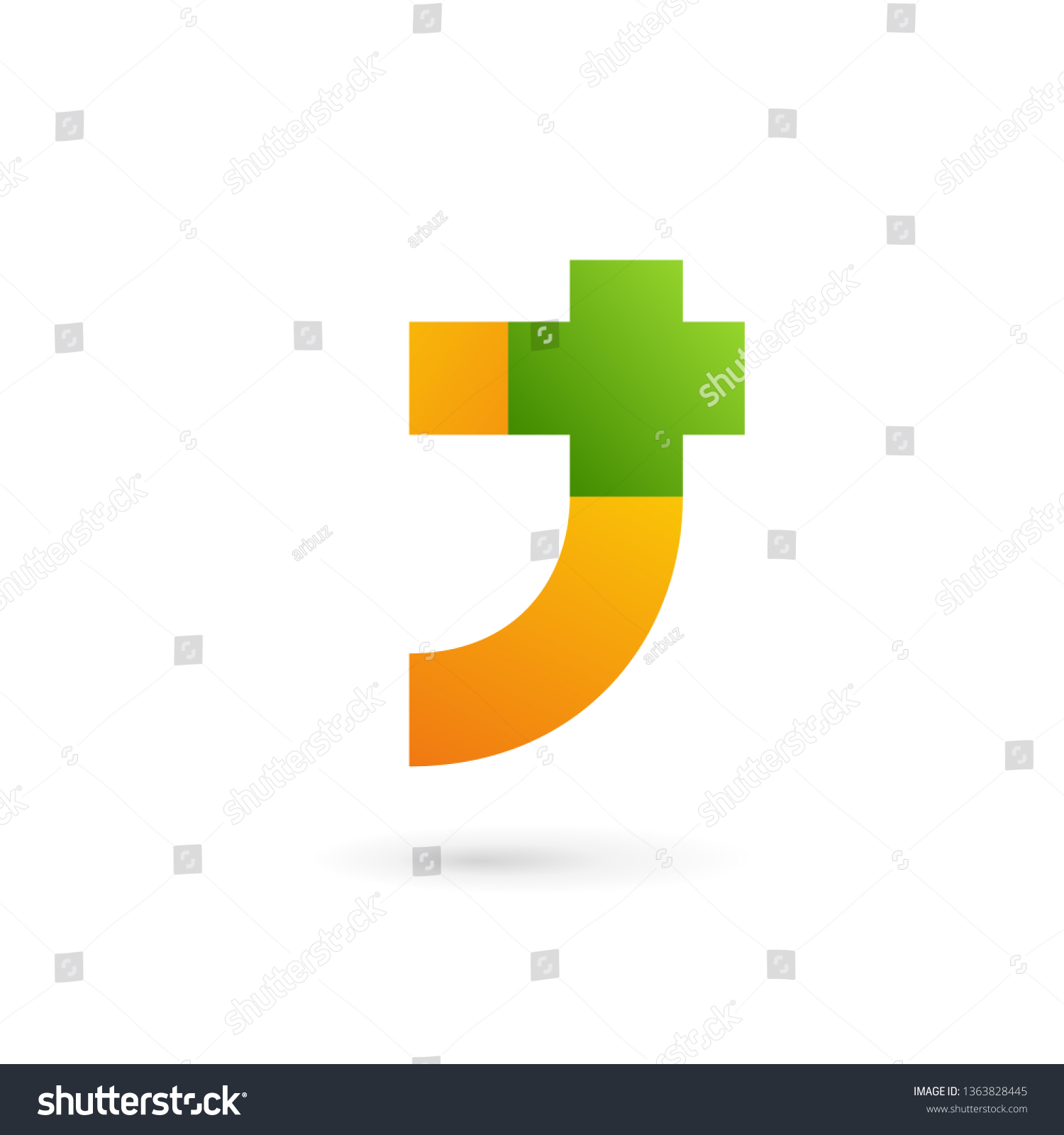 Letter J Cross Plus Logo Icon Stock Vector (Royalty Free) 1363828445 ...