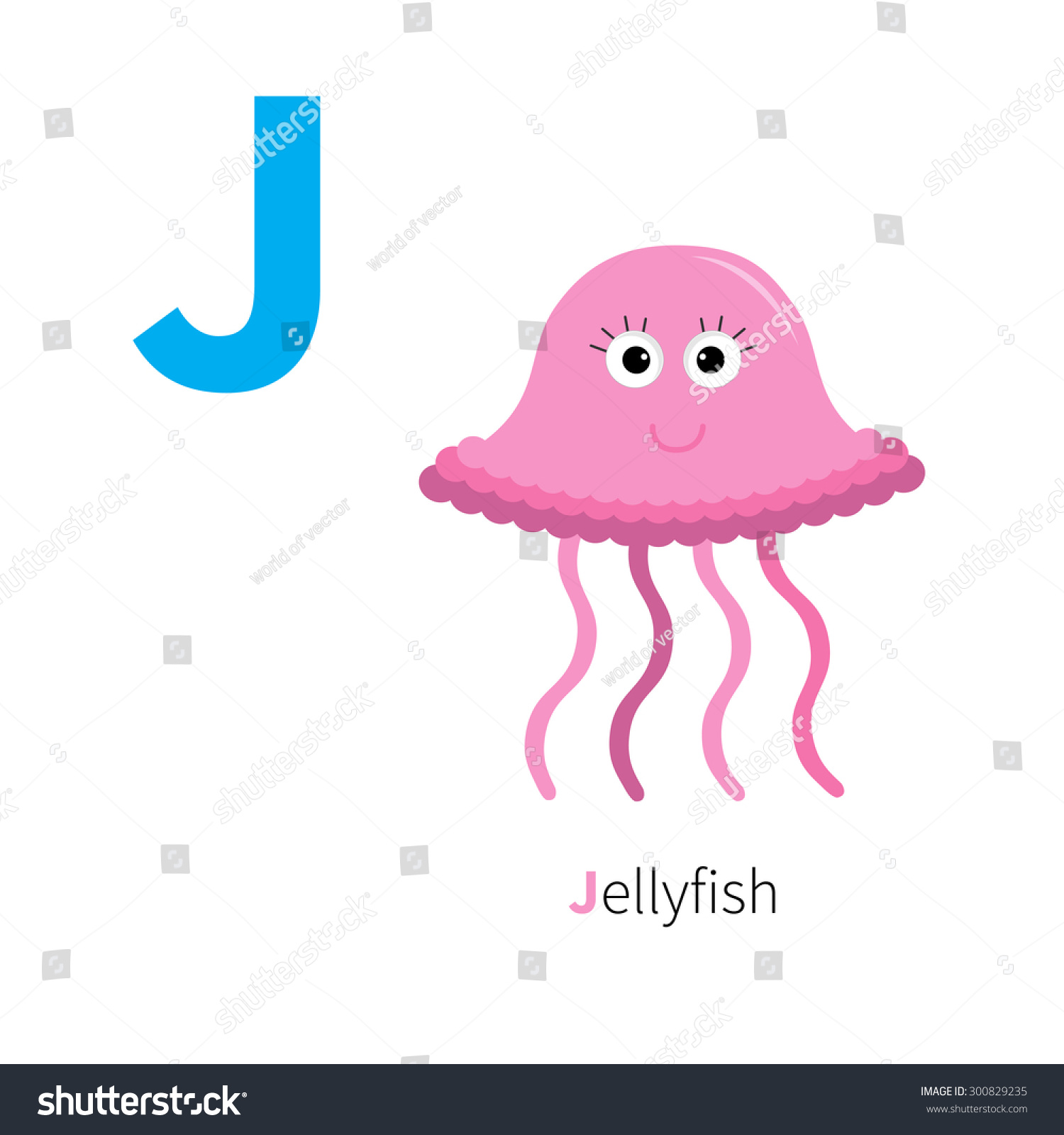 Letter J Jellyfish Letter Zoo Alphabet. English Abc With Animals ...