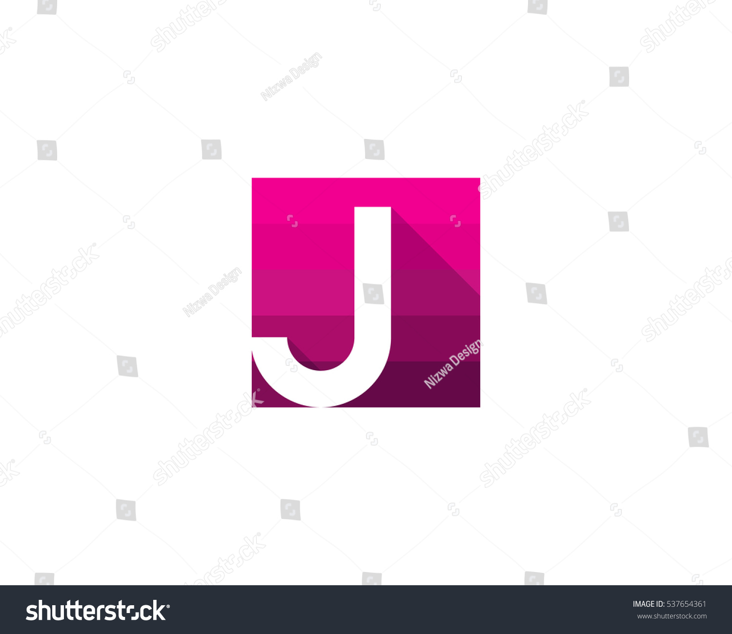 Letter J Square Shadow Logo Design Stock Vector Royalty Free