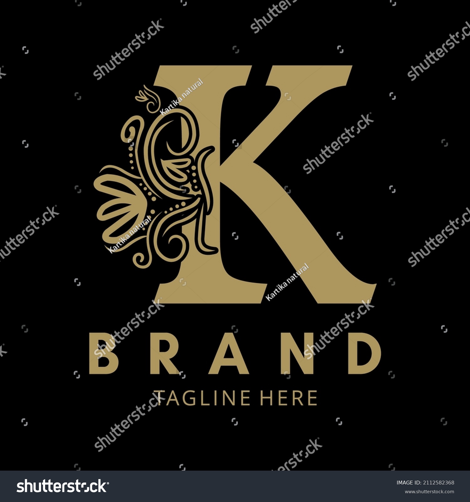 Letter K Logo Ornament Design Gold Stock Vector (Royalty Free) 2112582368