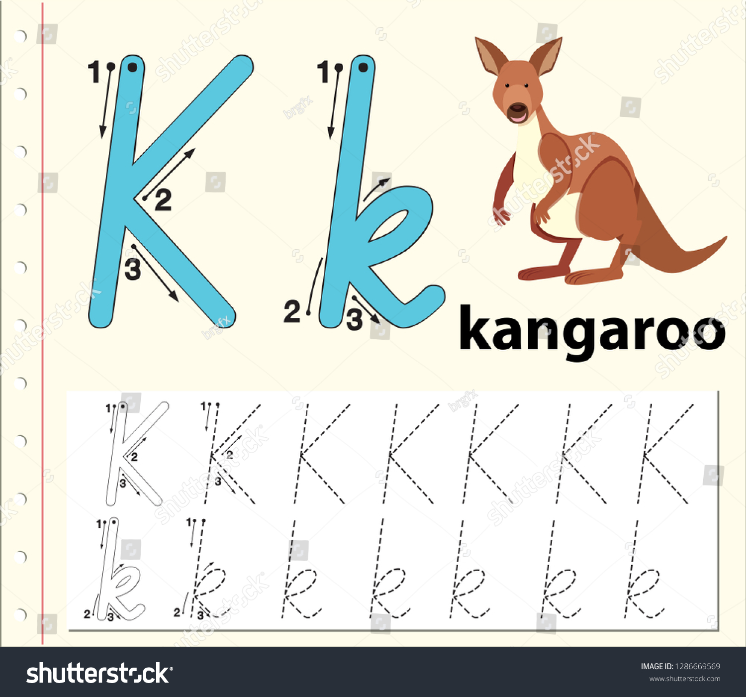 letter k tracing alphabet worksheets illustration stock vector royalty free 1286669569 shutterstock