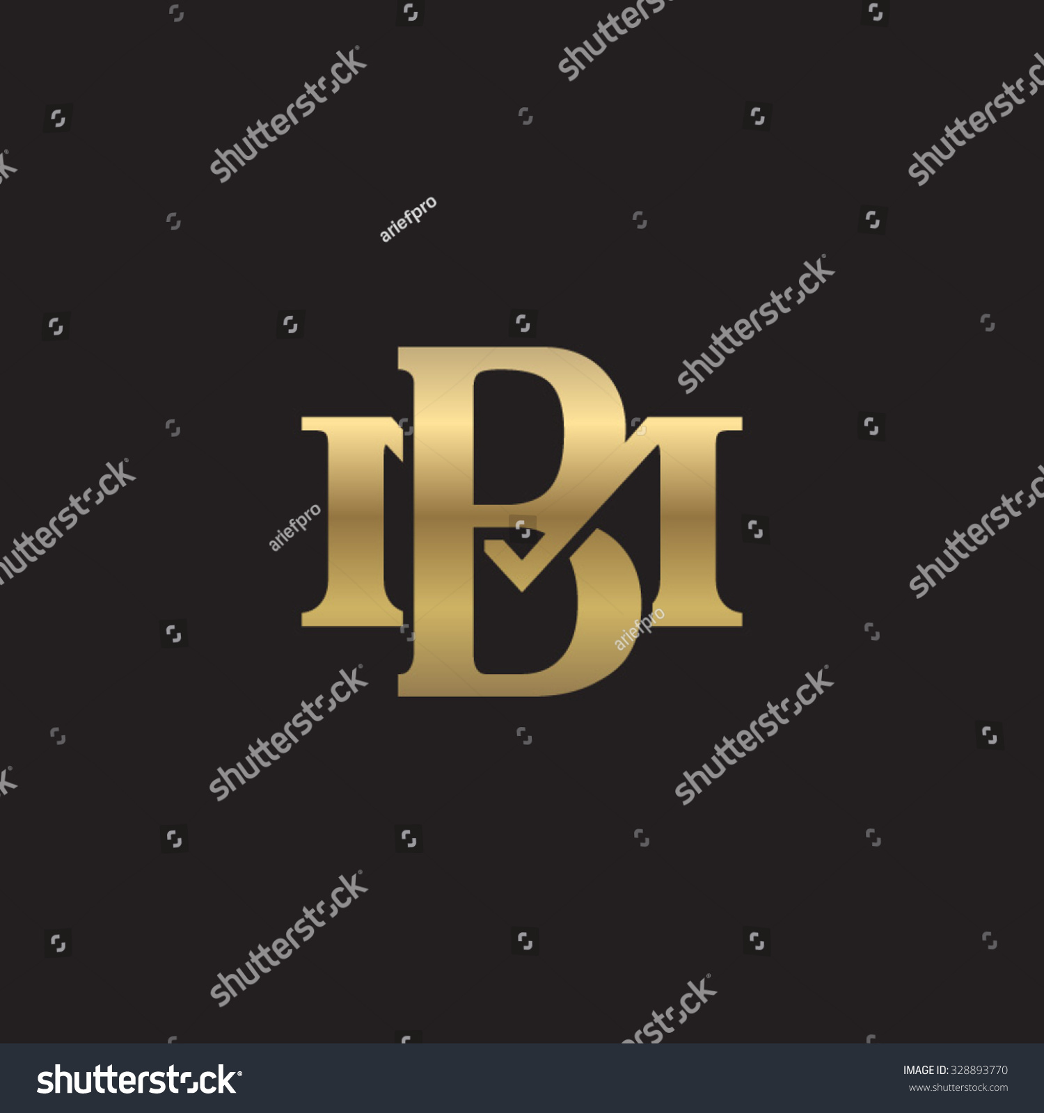 letter M and B monogram golden logo