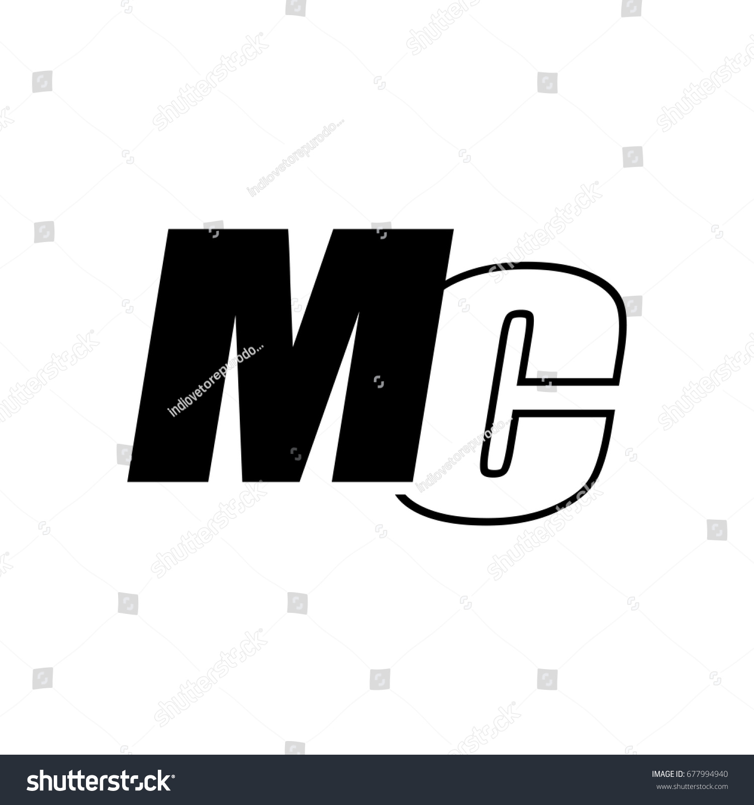 Letter M C Logo Overlapping Black Stok Vekt R Telifsiz