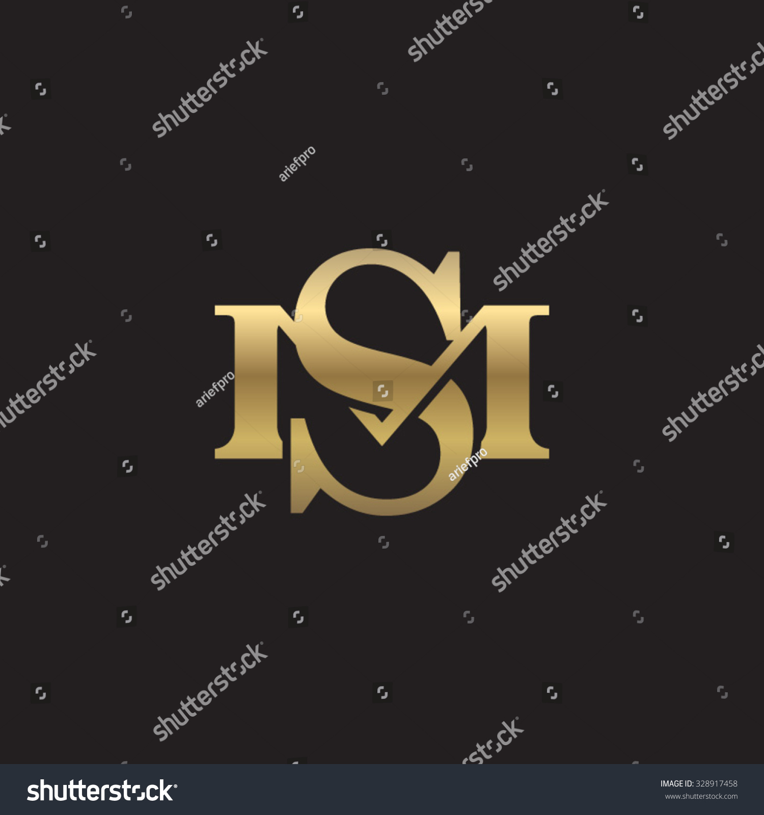 Letter M S Monogram Golden Logo Stock Vector Royalty Free