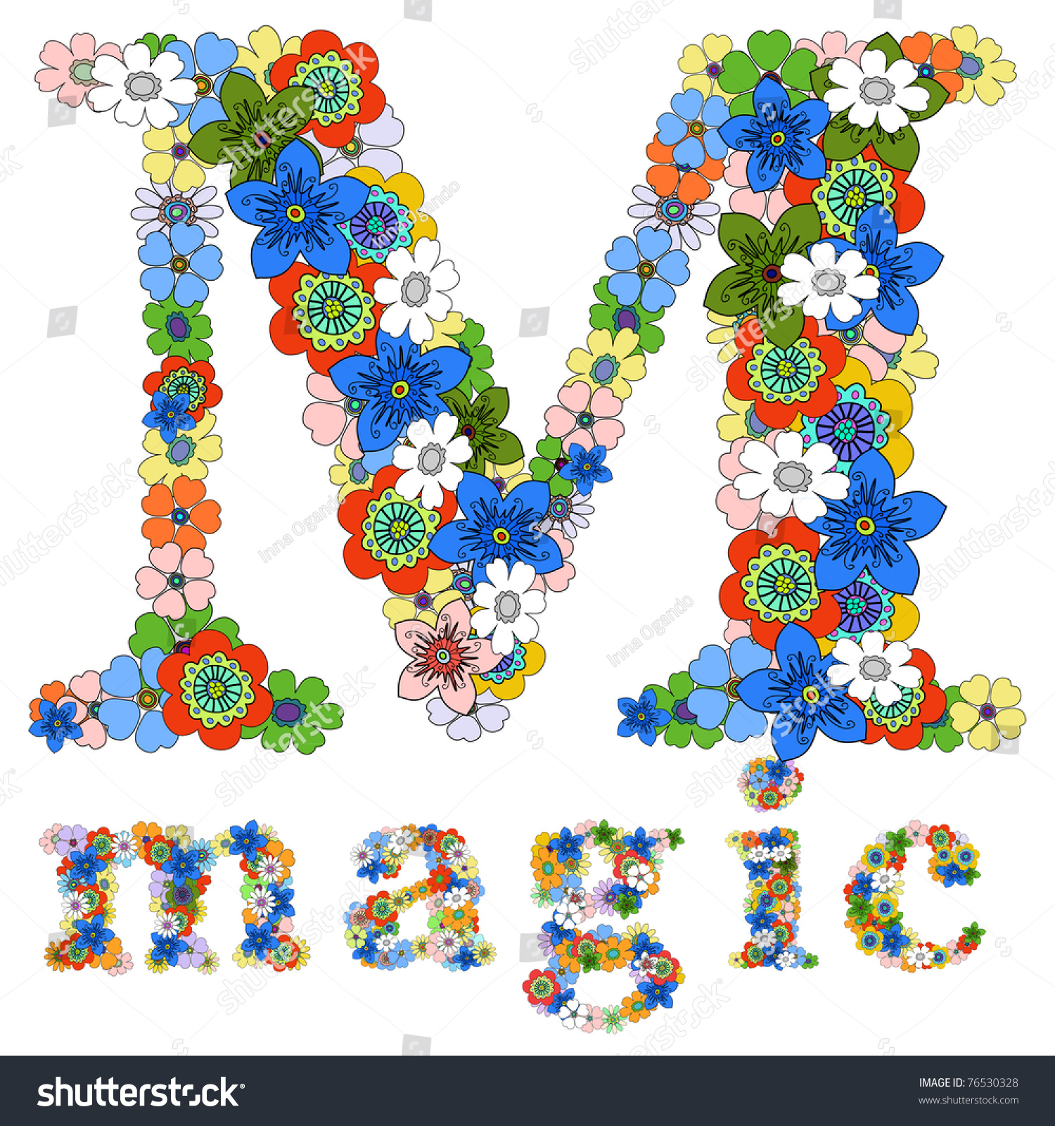 Letter M And Word Magic Floral; Vector. - 76530328 : Shutterstock