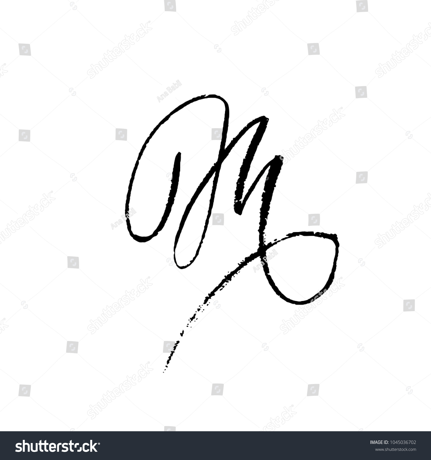Letter M Handwritten By Dry Brush Stock Vector Royalty Free