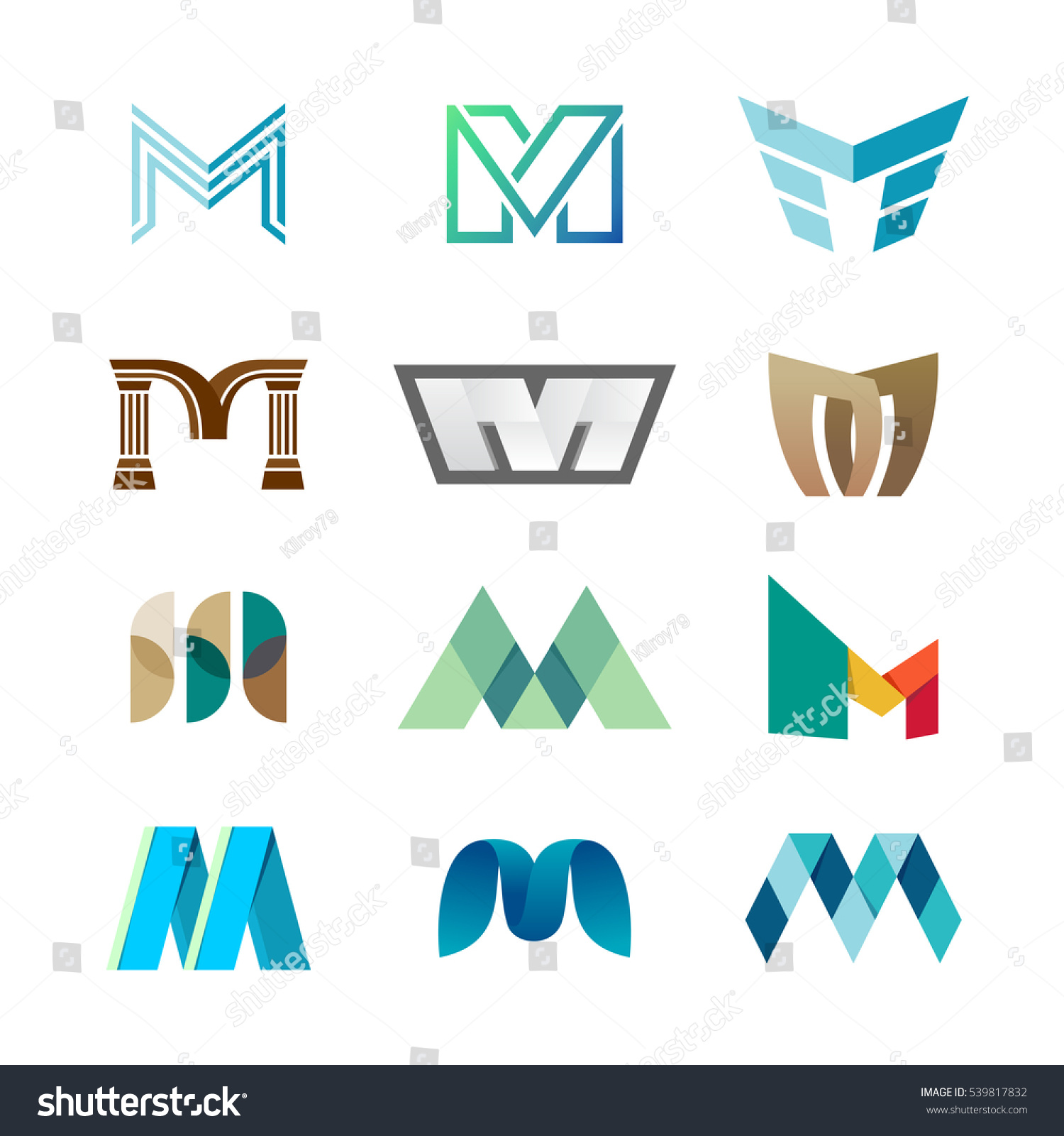 Letter M Logo Set Color Icon 스톡 벡터(사용료 없음) 539817832 - Shutterstock