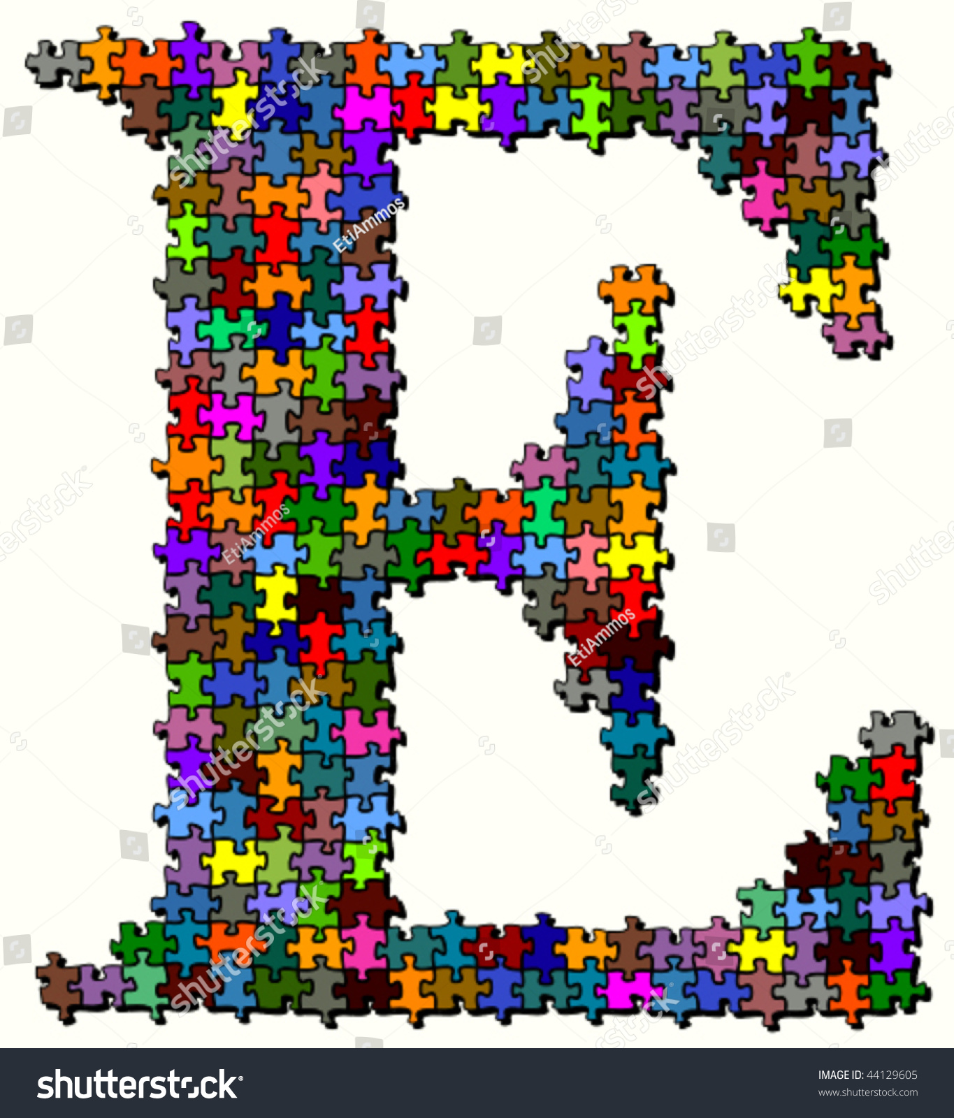 Letter Made Of Colored Puzzle Pieces - Vector Illustration - 44129605 ...