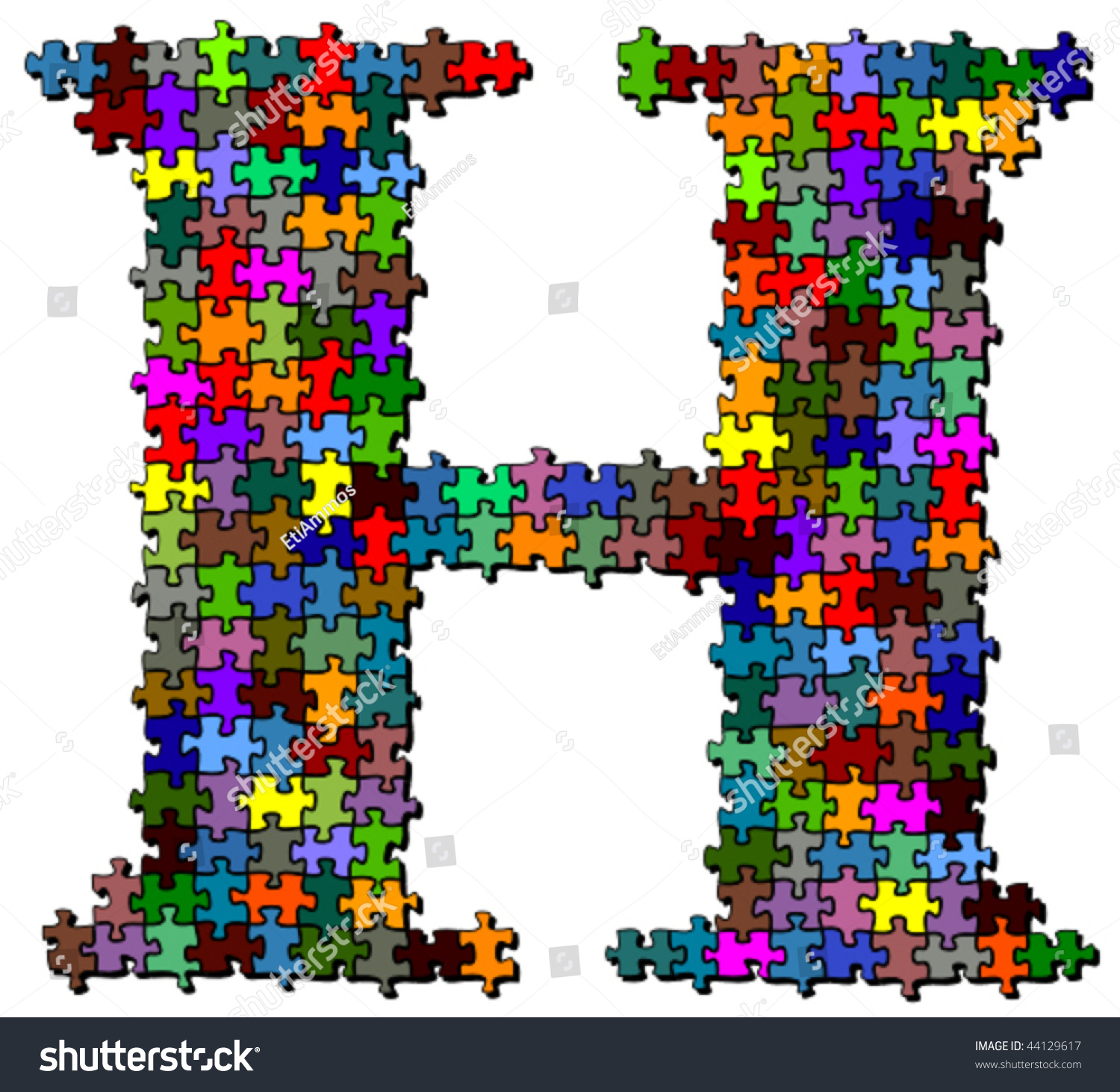 Letter Made Of Colored Puzzle Pieces - Vector Illustration - 44129617 ...