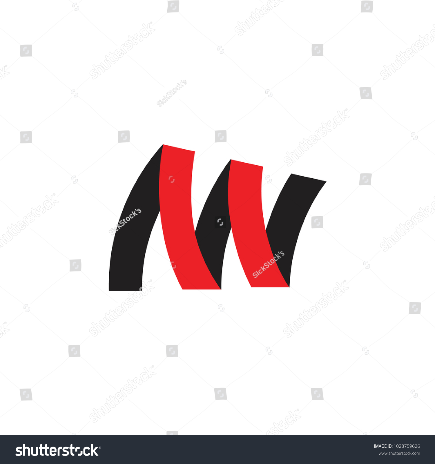 Letter Mw 3d Ribbon Logo Vector Stock Vector Royalty Free