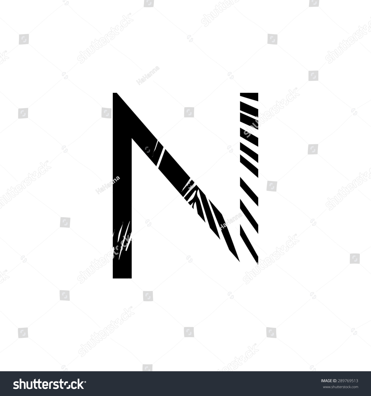 Letter N Double Exposure Black Palm Stock Vector Royalty Free
