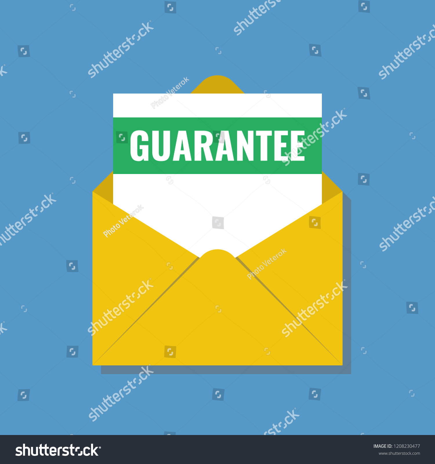 Letter Guarantee Yellow Envelope Flat Vector Stock Vector Royalty Free 1208230477