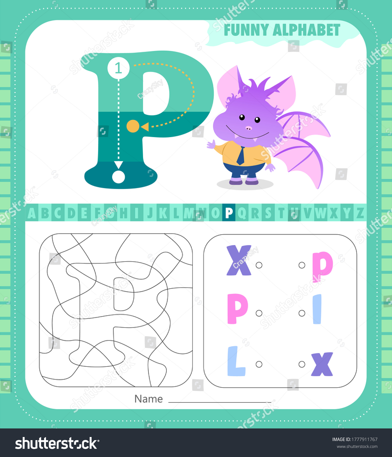 letter p funny cartoon bat alphabet stock vector royalty free 1777911767