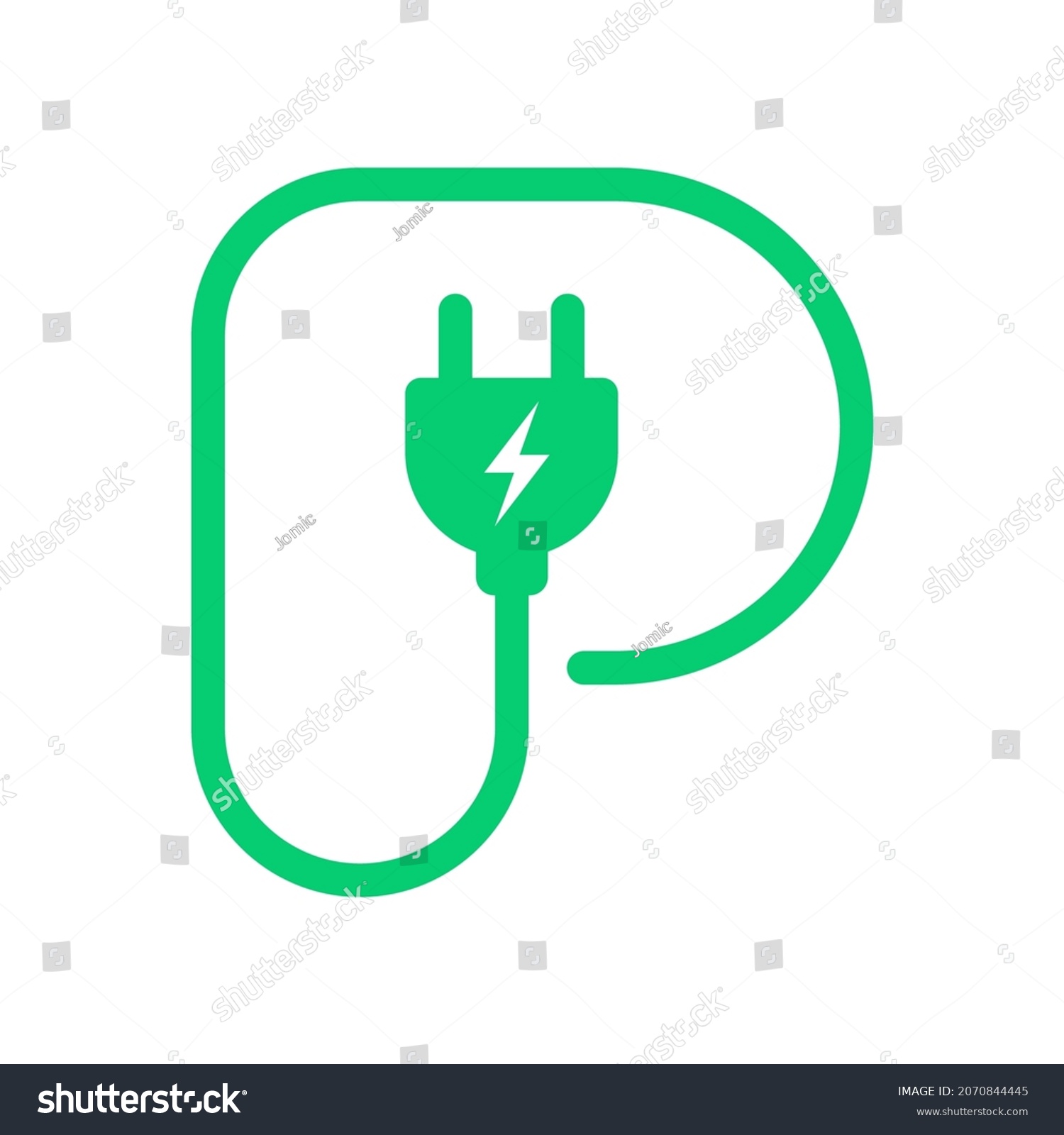 SVG of Letter P plug icon, Green electric vehicle parking sign, Electric car charging point, Parking space for Eco friendly hybrid cars, Vector illustration svg