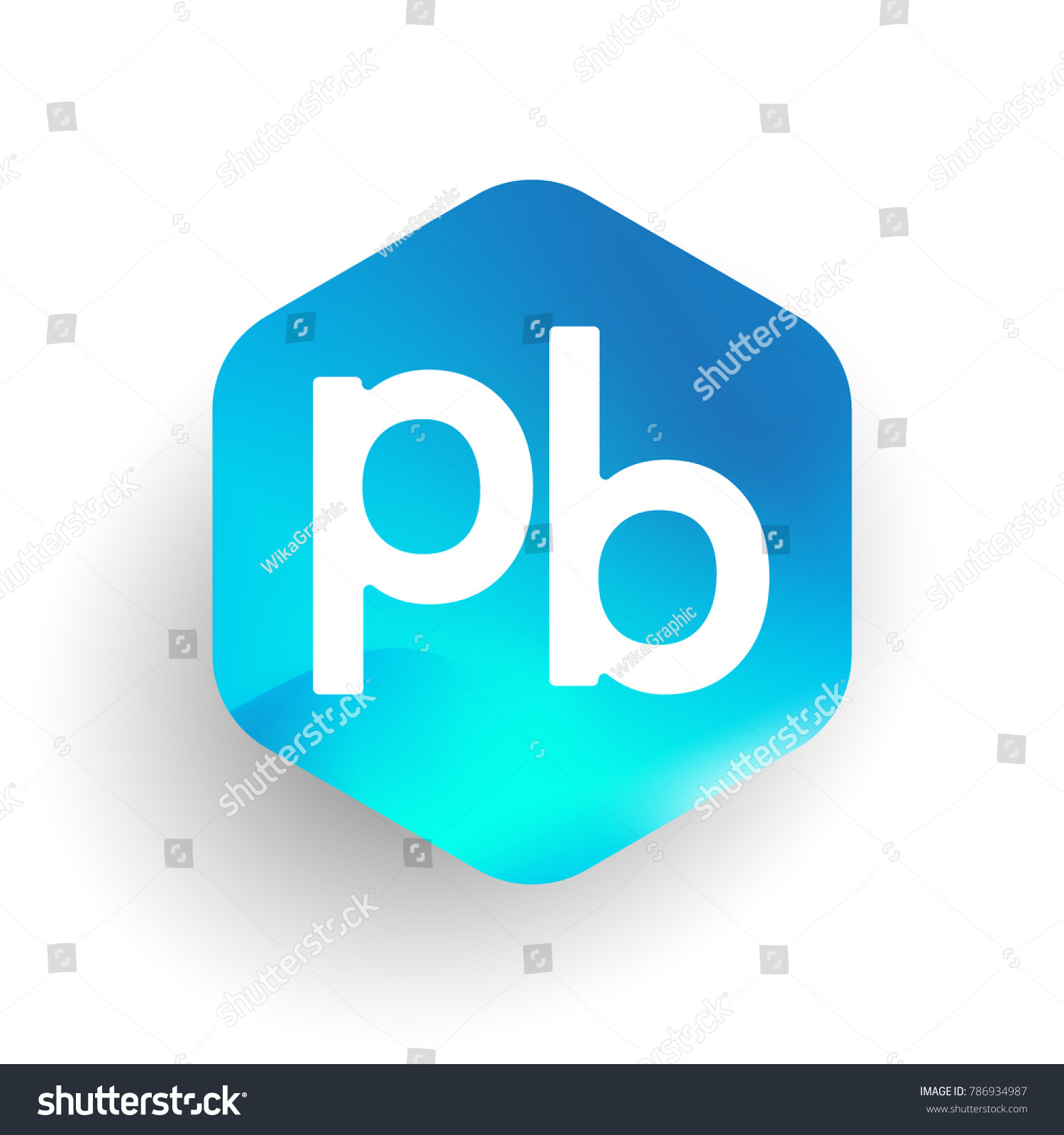 Letter Pb Logo Hexagon Shape Colorful Stock Vector Royalty Free