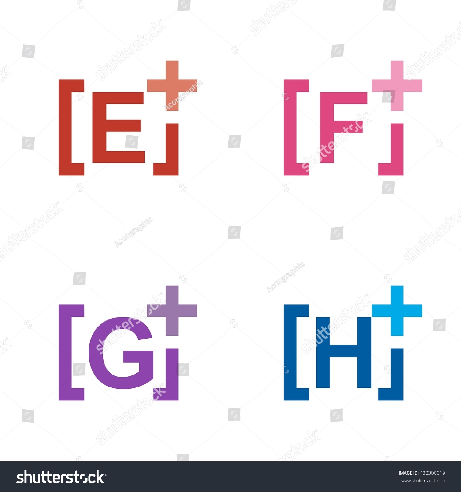 Letter Plus  Logo Template  Elements Icon Stock Vector 