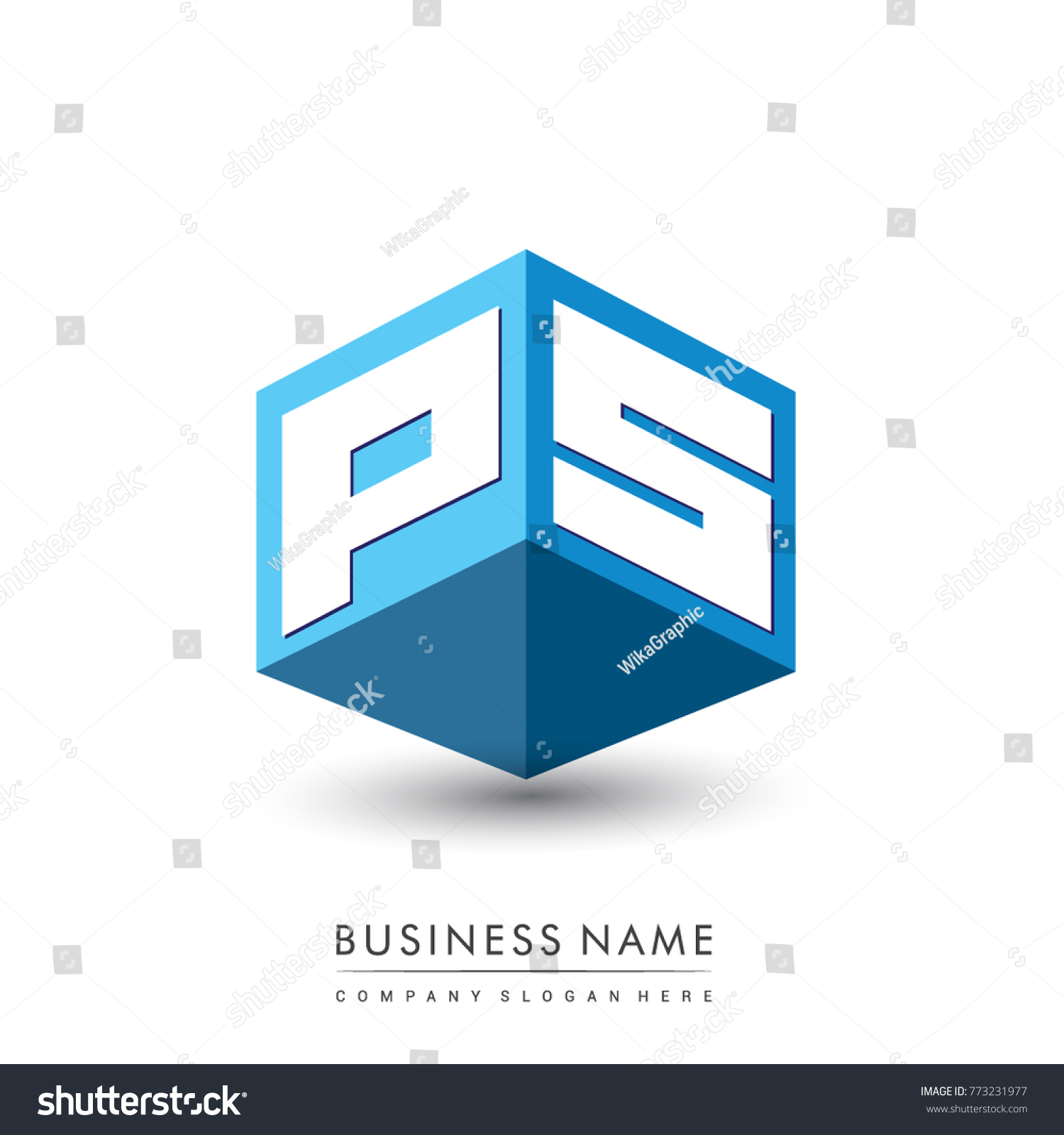 Letter Ps Logo Hexagon Shape Blue Stock Vector 773231977 - Shutterstock