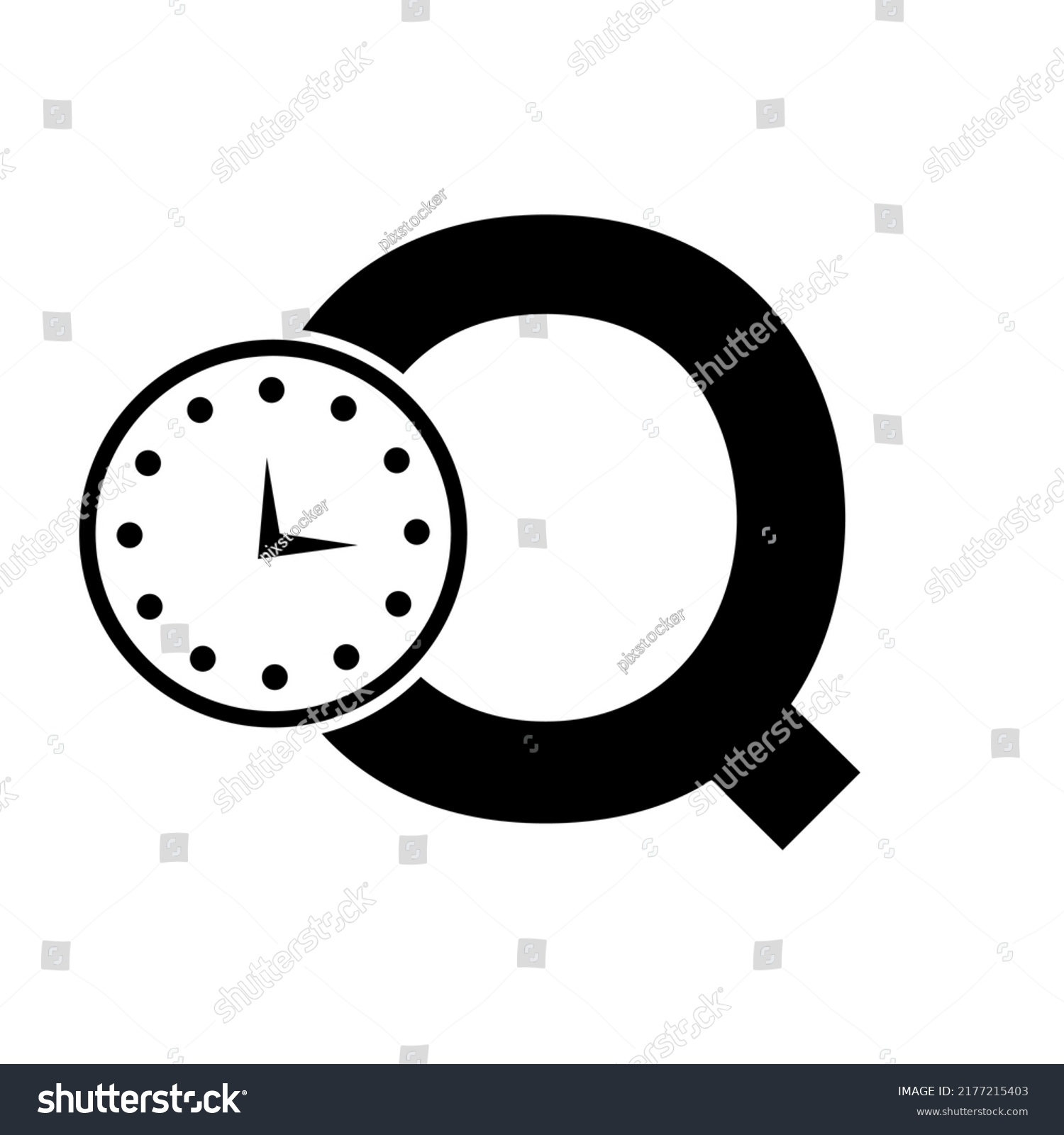 Letter Q Clock Logo Design Vector Stock Vector (Royalty Free