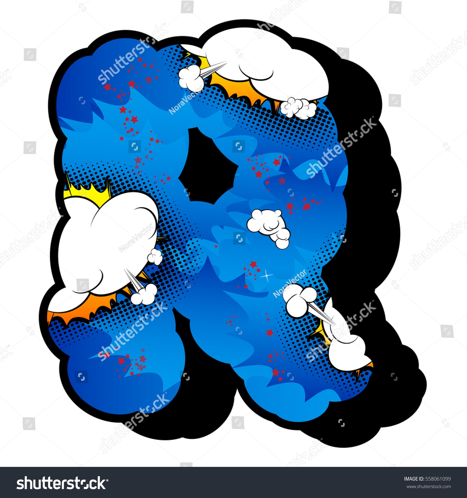 Letter R Filled Comic Book Explosion Stock Vector (Royalty Free) 558061099