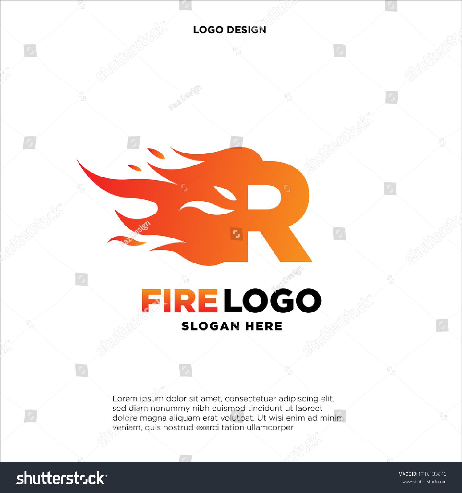 Letter R Fire Logo Design Element Stock Vector (Royalty Free ...