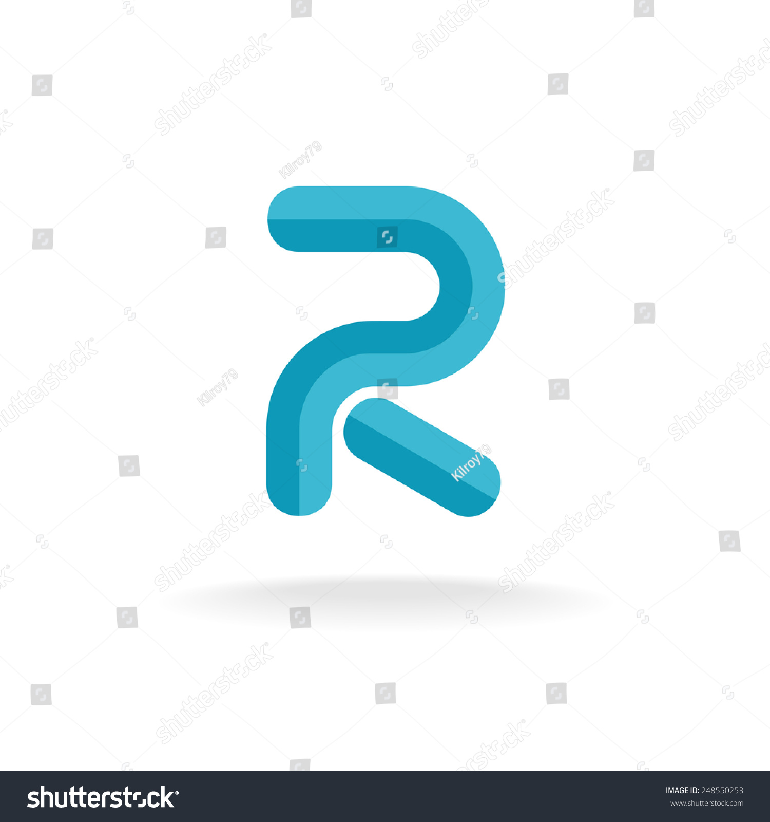 Letter R Logo Flat Bevel Technical Style Letter R Logo Flat Bevel Technical Style