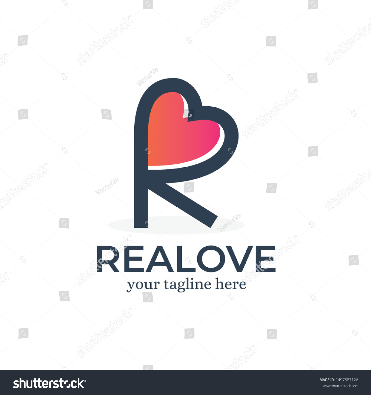 Letter R Love Logo Design Template Stock Vector Royalty Free 1497887126