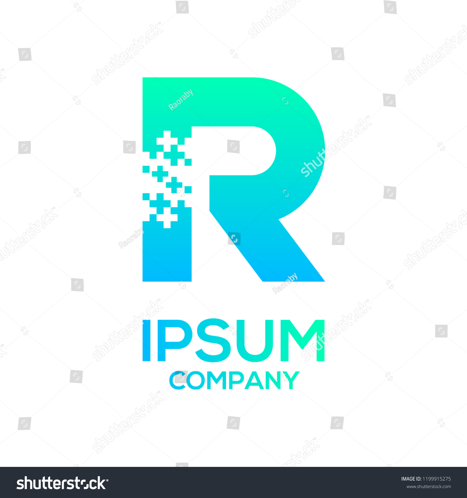 Letter R Pixel Plus Sign Technology Stock Vector (Royalty Free) 1199915275