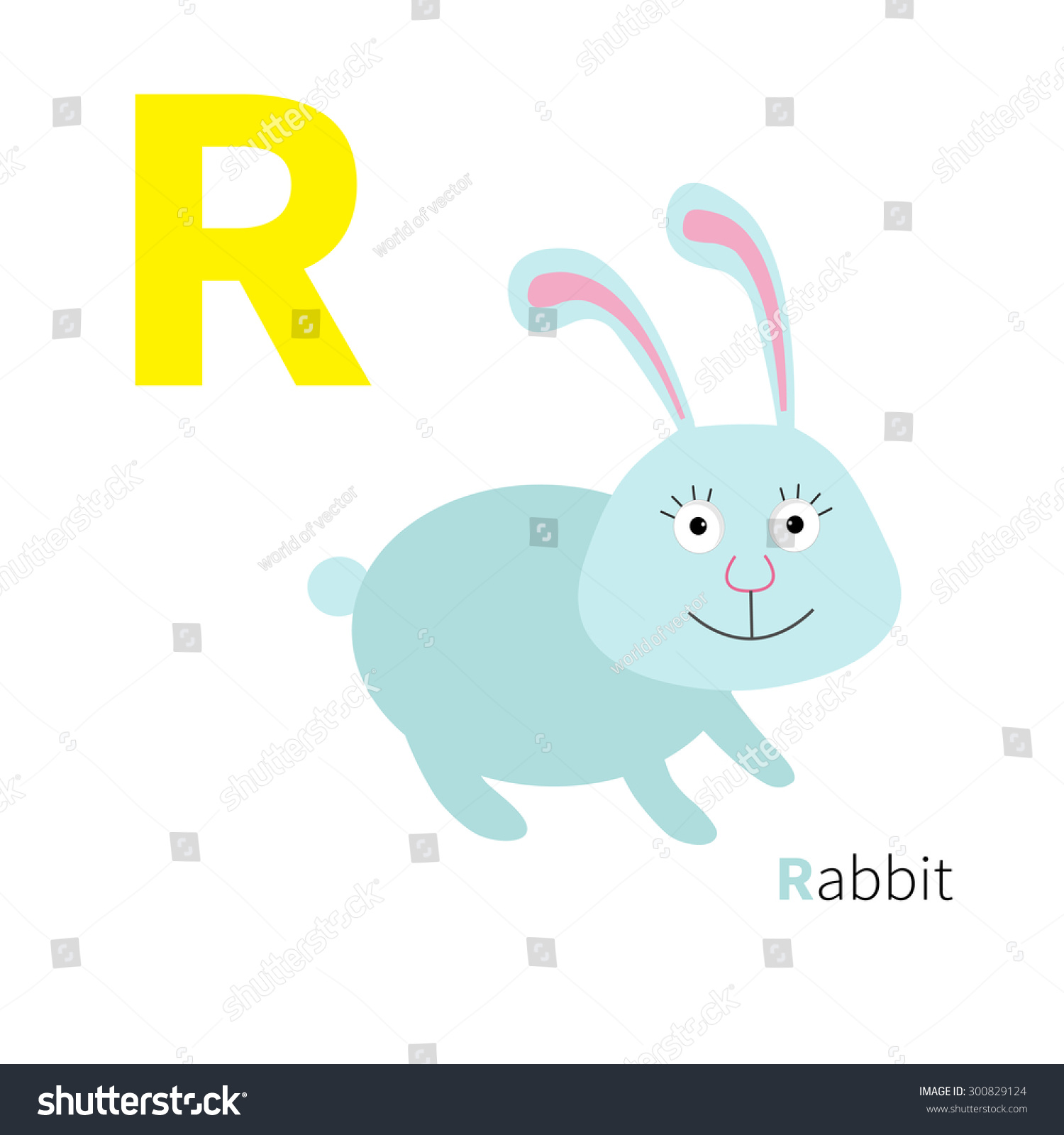 Letter R Rabbit Zoo Alphabet. English Abc With Animals Education Cards ...