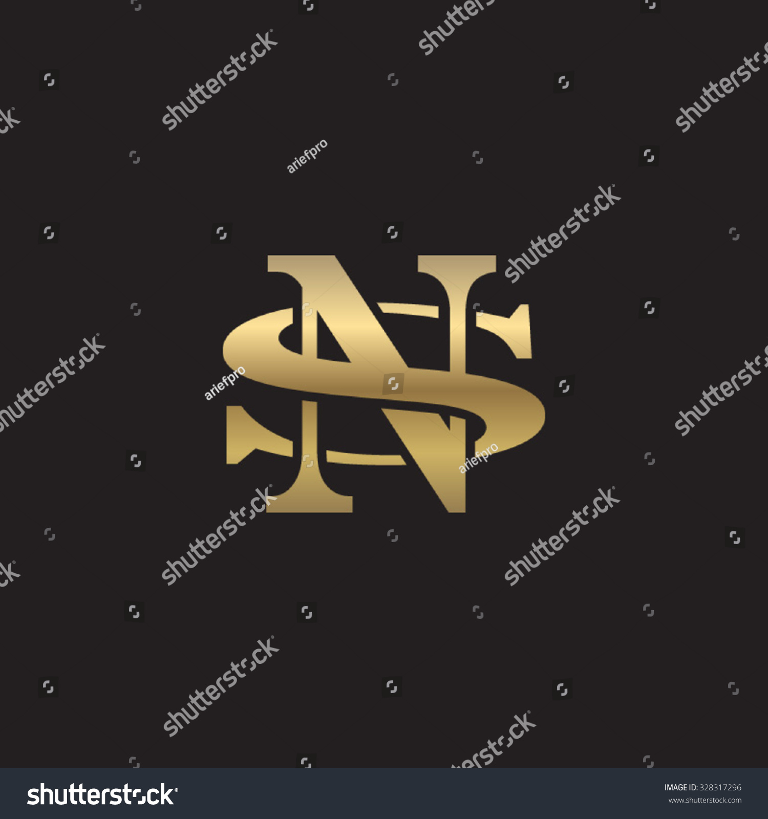 Letter S N Monogram Golden Logo Stock Vector 328317296 - Shutterstock