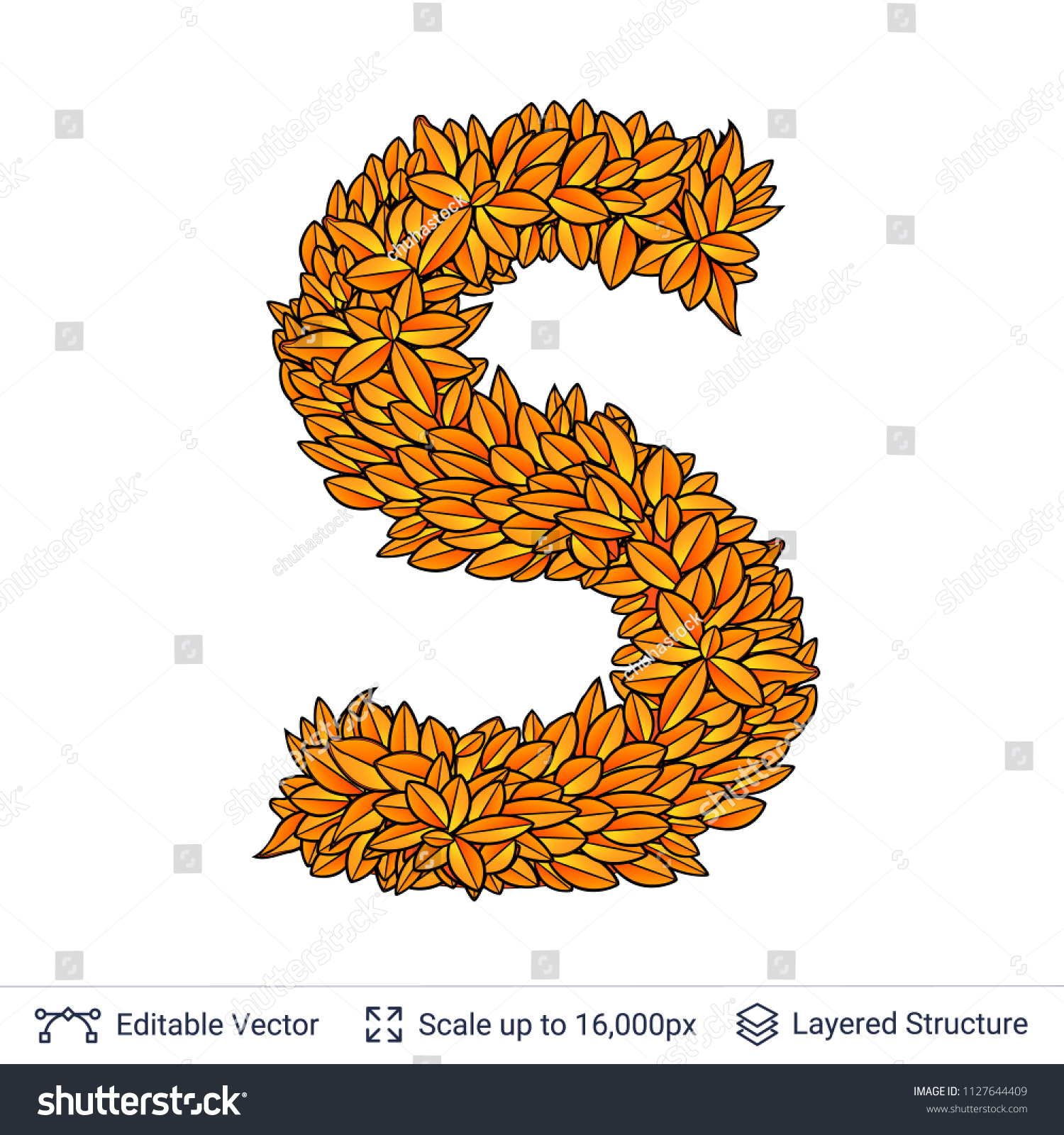 Letter S Sign Of Autumn Leaves Fall Bright Orange Leaves Letter S Sign Of Autumn Leaves Fall Bright Orange Leaves