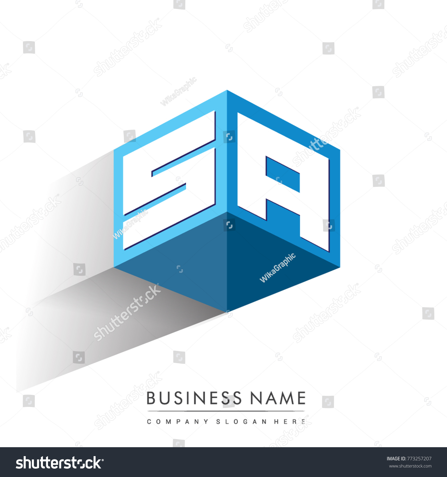 Letter Sa Logo Hexagon Shape Blue Stock Vector Royalty Free