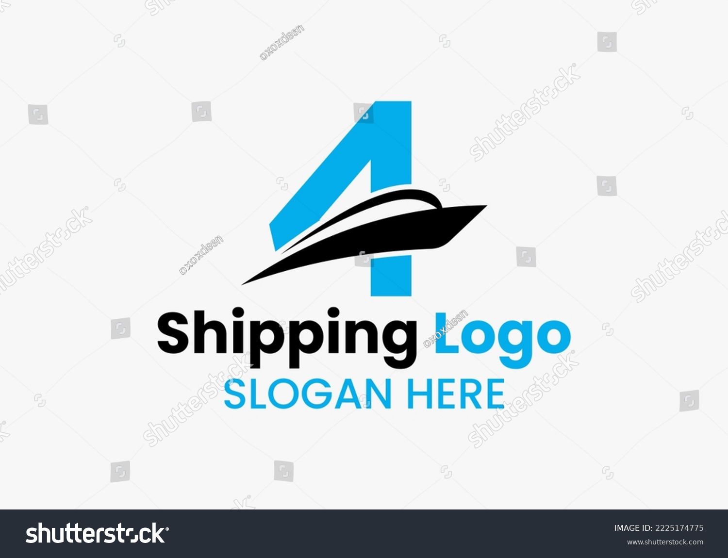 SVG of Letter 4 Shipping Logo Sailboat Symbol. Nautical Ship Sailing Boat Icon svg