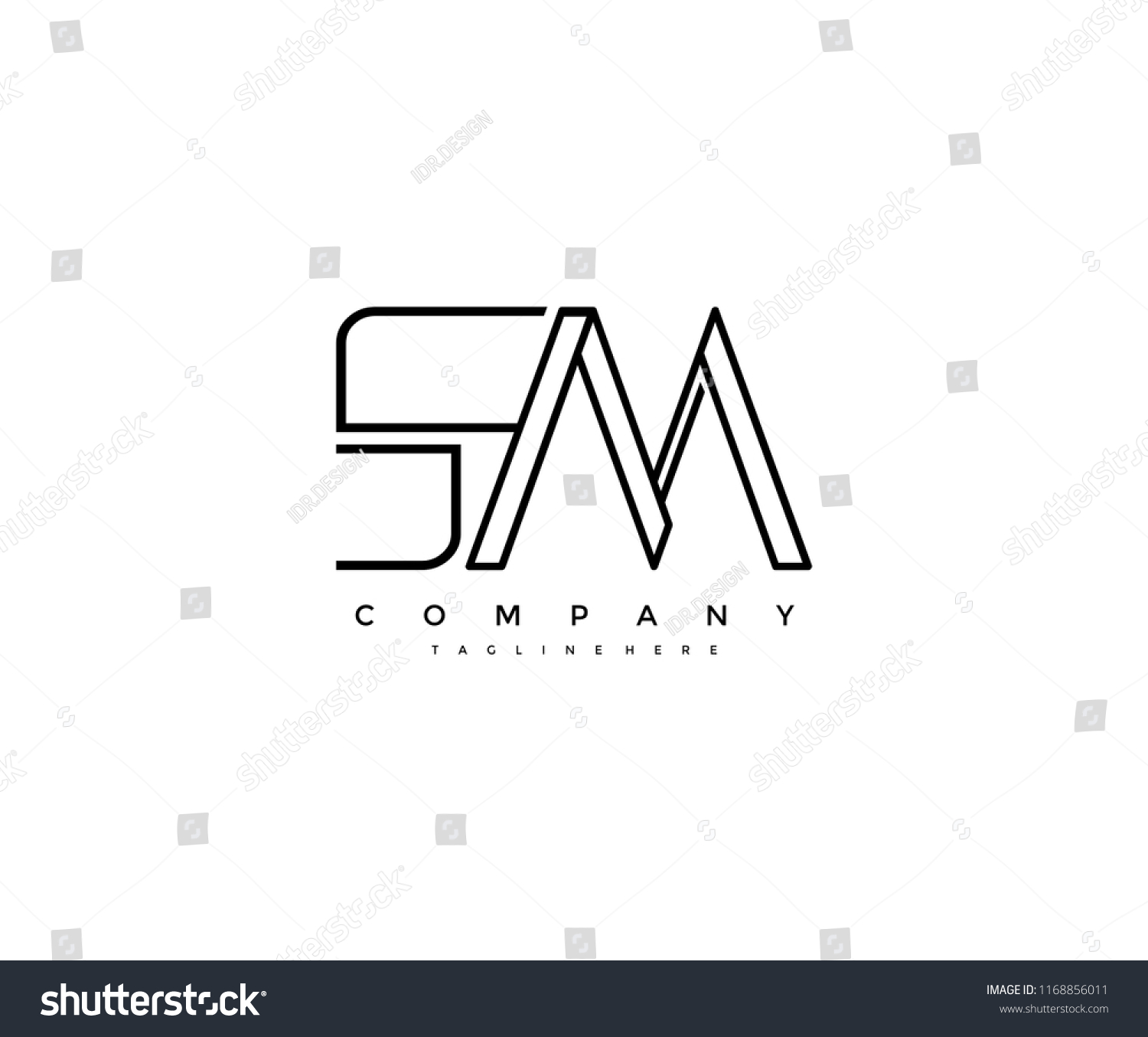 Letter Sm Linked Vector Minimal Linear Stock Vector (Royalty Free ...