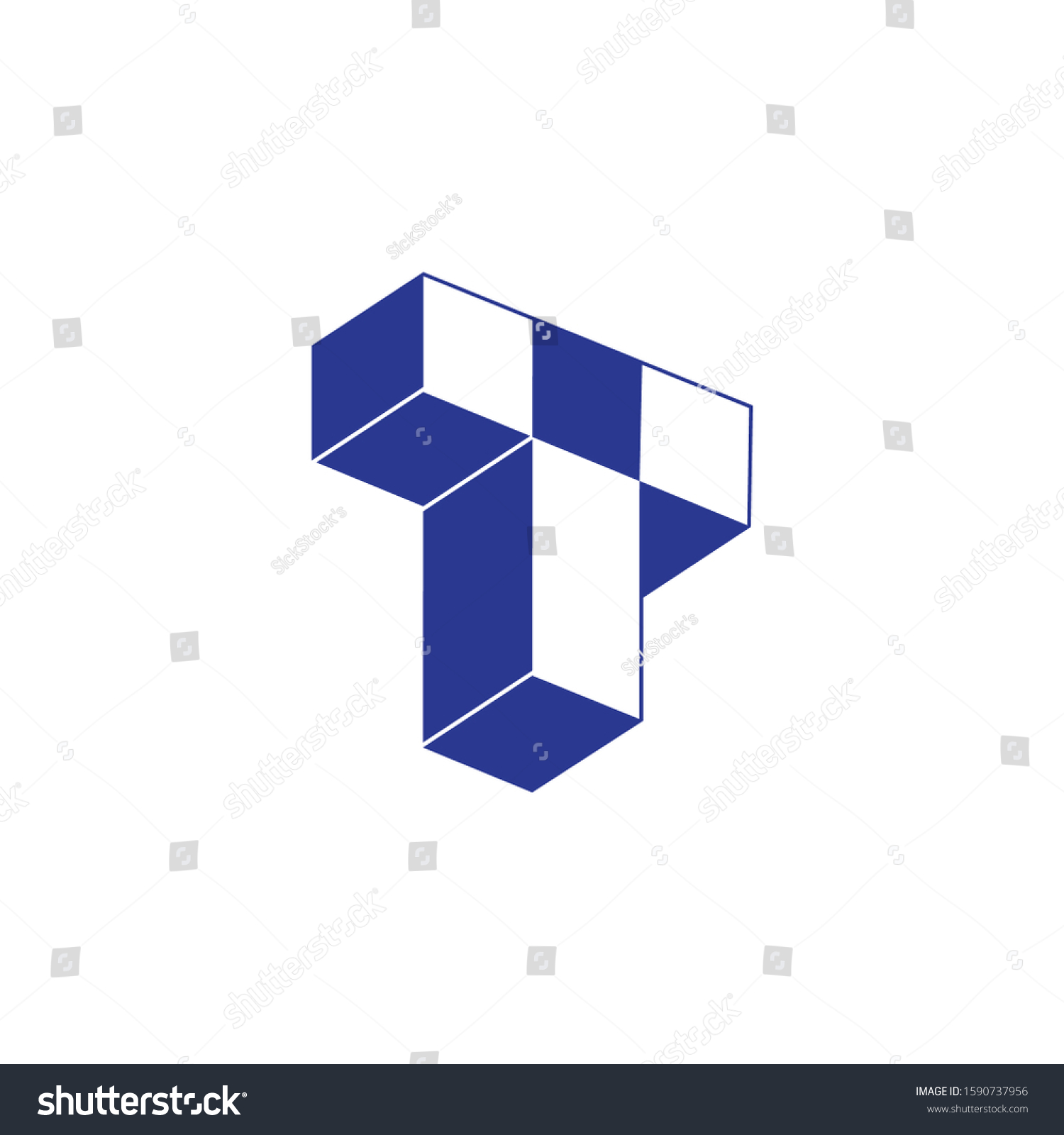 Letter T 3d Geometric Box Design Stock Vector (Royalty Free) 1590737956