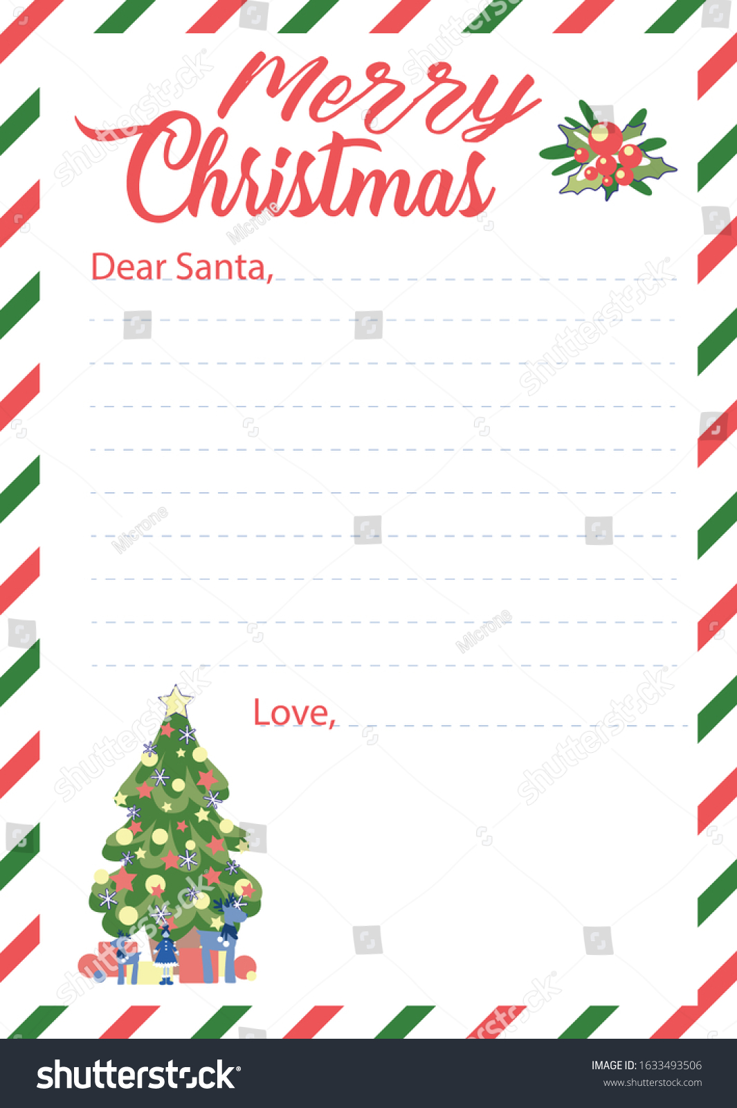 Letter Dear Santa Claus Blank Template Stock Vector (Royalty Free Throughout Blank Letter From Santa Template